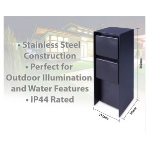 Outdoor Black Stainless Steel Twin Mains Socket Post #2