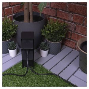 Outdoor Black Stainless Steel Twin Mains Socket Post #3
