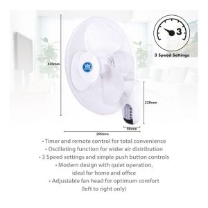 16 inch Wall Fan with Remote Control and Timer #2