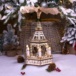 Battery Powered Wooden Christmas Pyramid with 6 LED Lights #4