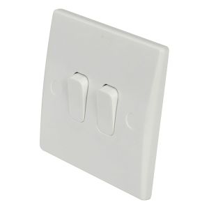 Eagle 2 way 2 Gang Light Switch Curved Edge 10A