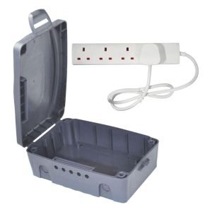 Outdoor IP54 Rated Electrical Connection Box + 4 Gang Extension Lead. 5M