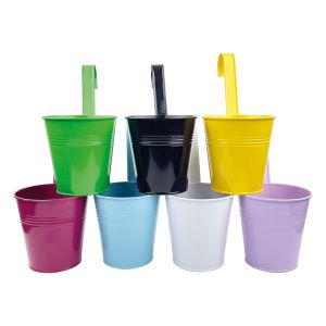 Coloured Metal Hanging Plant Pots. Pack of 7 #4