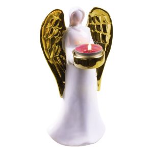 St Helens Ceramic Gold Winged Angel Tealight Holder 220mm #4