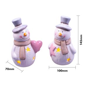 St Helens Ceramic Light Up Snowmen. Pair #2