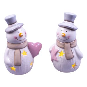 St Helens Ceramic Light Up Snowmen. Pair #3