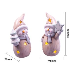St Helens Ceramic Light Up Snow Men. Pair #2