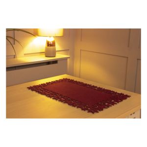 Maroon Felt Table Mats with Star and Snowflake Design Pair