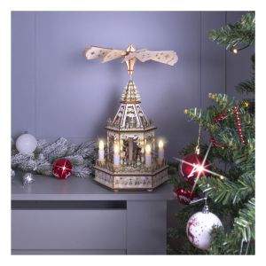 Battery Powered Wooden Christmas Pyramid with 6 LED Lights #3