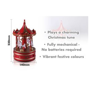 Red and Gold Wooden Carousel Music Box #2