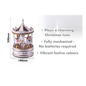 Wooden Carousel Music Box. White Gold #2