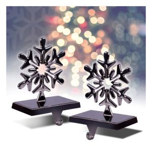 St Helens Silver Christmas Stocking Holders. Set of 2