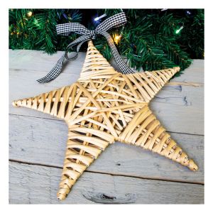 St Helens Natural Wood Wicker Christmas Star