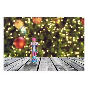 St Helens Nutcracker Christmas Tree Decoration. Pink Hat #3
