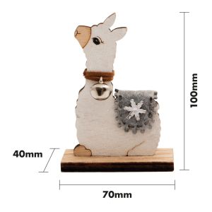 St Helens Wooden Alpaca Ornament. Sitting Down #2
