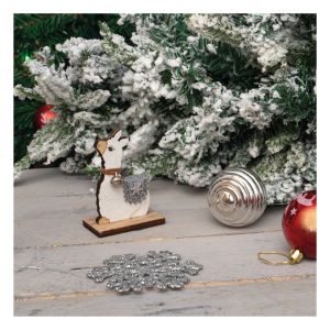 St Helens Wooden Alpaca Ornament. Sitting Down #3