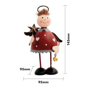 St Helens Red Metal Angel Ornament 145mm #2