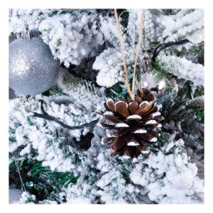 St Helens White Tipped Hanging Pine Cone Decoration. Pack of 6