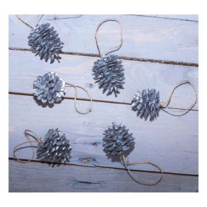 St Helens Hanging Silver Pine Cone Decoration. Pack of 6 #4