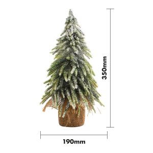 St Helens Decorative Snow Topped Mini Christmas Tree in Hessian Bag 35cm #2