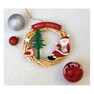 St Helens Battery Powered Wicker Wreath. Father Christmas #4