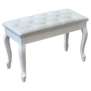 White Luxury Piano Bench with Storage Compartment