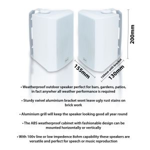 Eagle 20W 4" 100V or 8Ohm Outdoor White Speaker. Pair #2