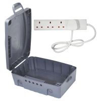 Outdoor IP54 Rated Electrical Connection Box + 4 Gang Extension Lead. 5M