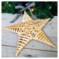St Helens Natural Wood Wicker Christmas Star