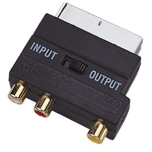 Scart Adaptor with Scart Plug to 3x Gold Plated Phono Plugs