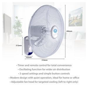 PremIAir 18" Wall Fan with Remote Control and Timer #2
