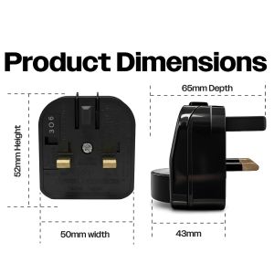 Black 13A Euro Converter Schuko Plug to 3 Pin UK Plug #2