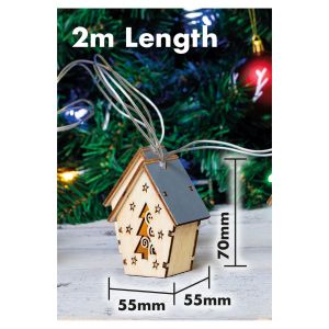 Battery Powered LED Wooden House String Lights #2