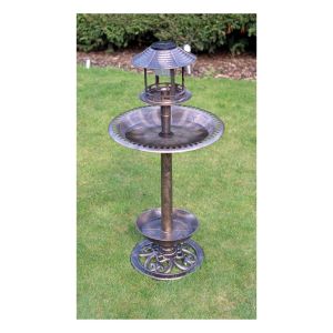 St Helens Ornamental Bird Bath Feeder with Solar Powered Light