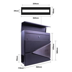 Wall Mount Lockable Letterbox Black and Silver #2