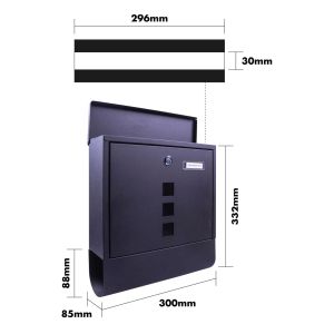 Wall Mount Lockable Letterbox Black Stainless #2