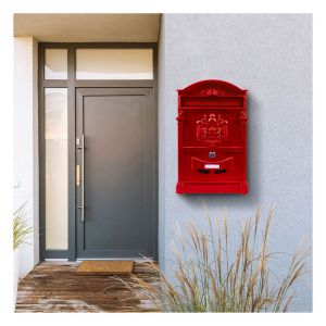 Wall Mount Lockable Letterbox Red Galvanised #3