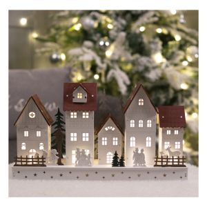 St Helens Battery Powered Wooden Light Up Carvings Festive Scene