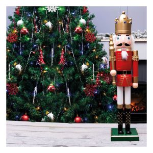 St Helens Nutcracker Christmas Decoration. Red Gold