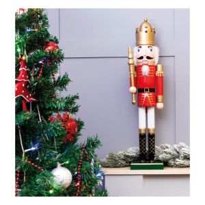 St Helens Nutcracker Christmas Decoration. Red Gold #3