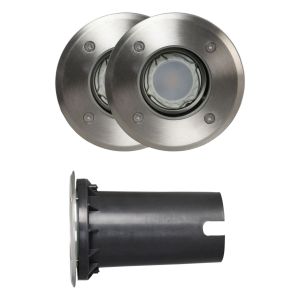 Luxform Lighting 12V York Deck Light in Stainless Steel. Set of 2