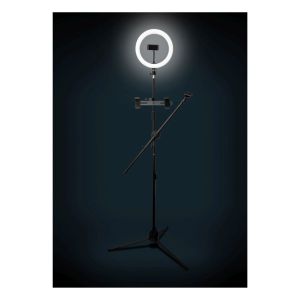 NJS Tripod Mounted LED Ring Light with Microphone and 3x Phone Holders #3
