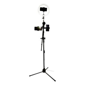 NJS Tripod Mounted LED Ring Light with Microphone and 3x Phone Holders #4