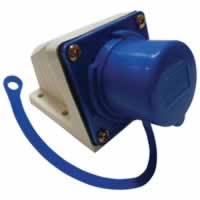 Eagle 230V Blue 16A 3 Contact High Current Angled Inlet Wall Mount