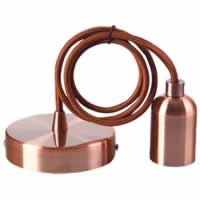 Girard Sudron Metal Suspension In Copper E27 with 2m Textile Cable. Copper