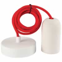 Girard Sudron Concrete Suspension E27 with 2m Textile Cable. Red White