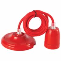 Girard Sudron Porcelain Suspension E27 with 2m Textile Cable. Red