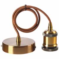 Metal Suspension with Threaded Lampholder E27 with 1m Cable. Brown Bronze