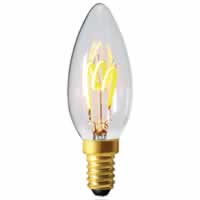 Girard Sudron LED Filament Candle Bulb 3 Loops C35 (3w) E14 Clear