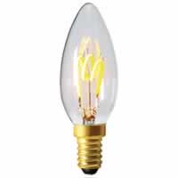 Girard Sudron LED Filament Candle Bulb 3 Loops C35 (3w) E14 Clear